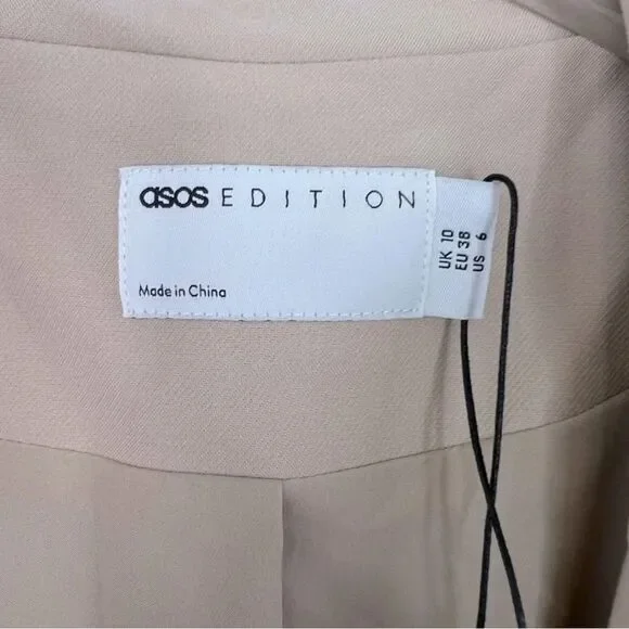 NWT ASOS Blazer Jacket Cream Oversized Size 6